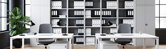 Regał metalowy zamknięty RZ – inteligentny fundament nowoczesnego biura